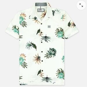 Jetty Marine Supply Dockside Party Camp Collar Pale Yellow Tropical Shirt XXL‎